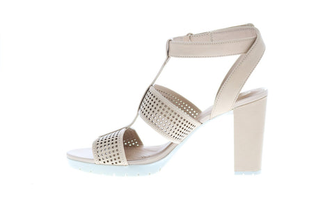 Clarks Pastina Castle 26125064 Womens Beige Leather Strap Strap Heels Shoes