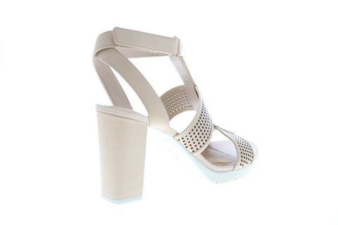 Clarks Pastina Castle 26125064 Womens Beige Leather Strap Strap Heels Shoes