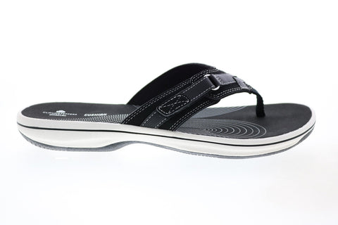 Clarks Breeze Sea 26125505 Womens Black Synthetic Flip-Flops Sandals Shoes