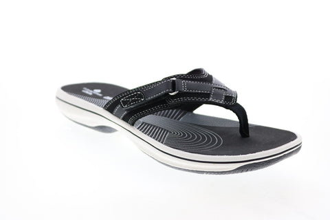 Clarks Breeze Sea 26125505 Womens Black Synthetic Flip-Flops Sandals Shoes