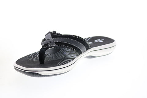 Clarks Breeze Sea 26125505 Womens Black Synthetic Flip-Flops Sandals Shoes