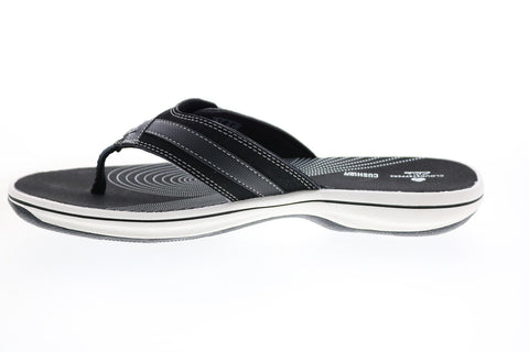 Clarks Breeze Sea 26125505 Womens Black Synthetic Flip-Flops Sandals Shoes