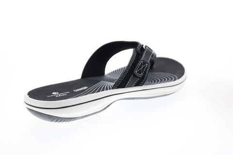 Clarks Breeze Sea 26125505 Womens Black Synthetic Flip-Flops Sandals Shoes