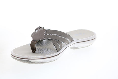 Clarks Brinkley Calm 26125515 Womens Gray Synthetic Flip-Flops Sandals Shoes