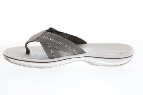 Clarks Brinkley Calm 26125515 Womens Gray Synthetic Flip-Flops Sandals Shoes
