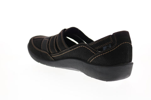 Clarks Sillian Stork 26125891 Womens Black Canvas Strap Flats Shoes