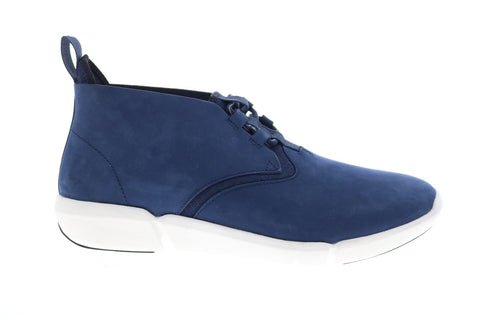 Clarks Triflow Mid 26126080 Mens Blue Nubuck Lace Up Chukkas Boots