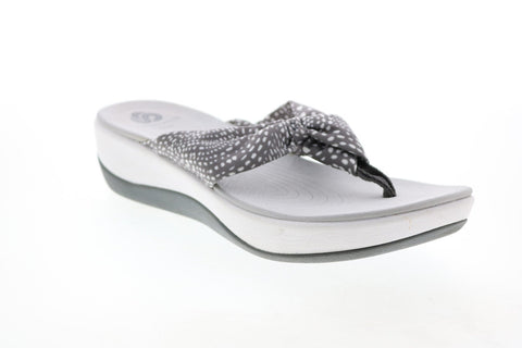 Clarks Arla Glison H 26126190 Womens Gray Canvas Flip-Flops Sandals Shoes