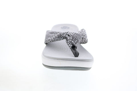 Clarks Arla Glison H 26126190 Womens Gray Canvas Flip-Flops Sandals Shoes