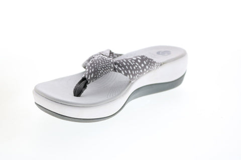 Clarks Arla Glison H 26126190 Womens Gray Canvas Flip-Flops Sandals Shoes