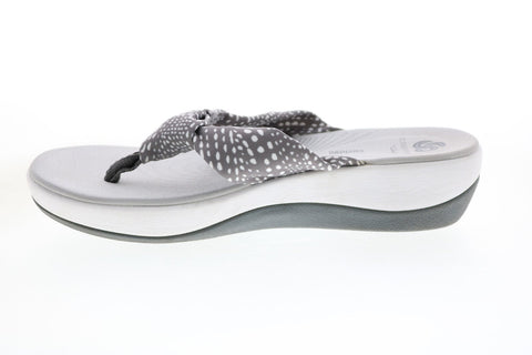 Clarks Arla Glison H 26126190 Womens Gray Canvas Flip-Flops Sandals Shoes