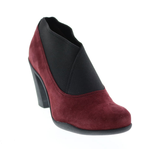 Clarks Adya Luna 26128434 Womens Burgundy Suede Slip On Pumps Heels Shoes