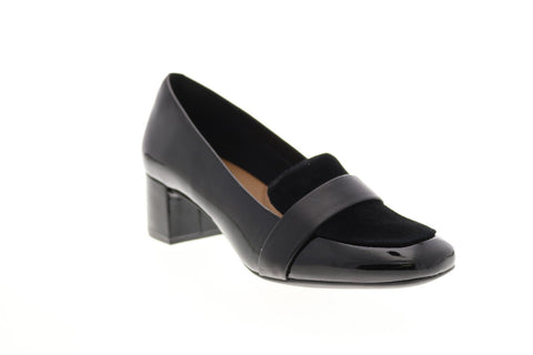 Clarks Tealia Elva 26128894 Womens Black Leather Slip On Pumps Heels Shoes