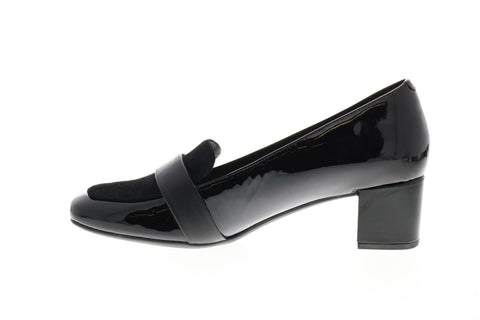 Clarks Tealia Elva 26128894 Womens Black Leather Slip On Pumps Heels Shoes