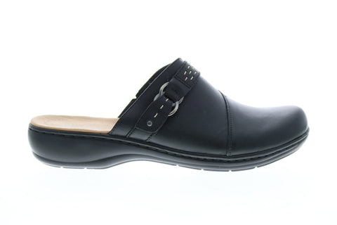 Clarks Leisa Sadie Leather 26128995 Womens Black Slip On Mules Heels Shoes