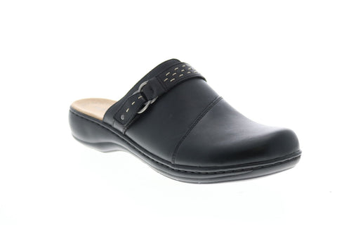 Clarks Leisa Sadie Leather 26128995 Womens Black Slip On Mules Heels Shoes