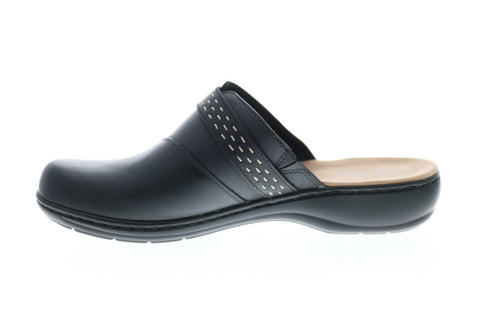 Clarks Leisa Sadie Leather 26128995 Womens Black Slip On Mules Heels Shoes