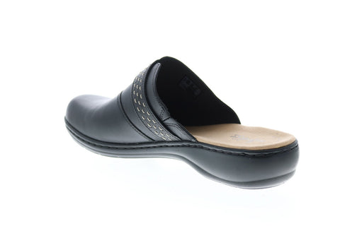 Clarks Leisa Sadie Leather 26128995 Womens Black Slip On Mules Heels Shoes