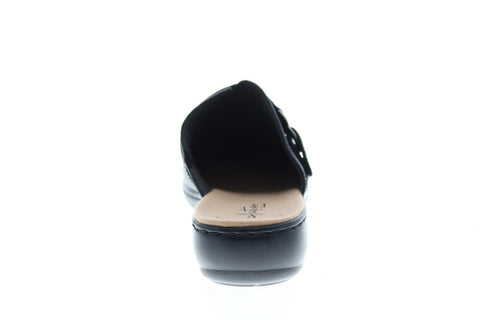 Clarks Leisa Sadie Leather 26128995 Womens Black Slip On Mules Heels Shoes