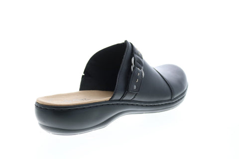 Clarks Leisa Sadie Leather 26128995 Womens Black Slip On Mules Heels Shoes