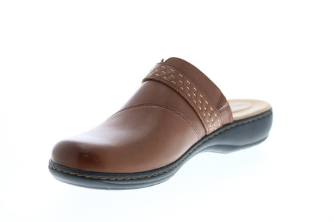 Clarks Leisa Sadie Leather 26128999 Womens Brown Slip On Mules Heels Shoes