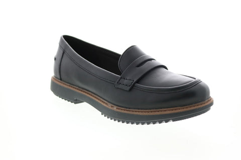 Clarks Raisie Eletta 26129035 Womens Black Leather Loafer Flats Shoes