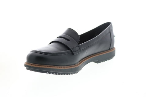 Clarks Raisie Eletta 26129035 Womens Black Leather Loafer Flats Shoes