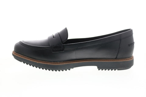 Clarks Raisie Eletta 26129035 Womens Black Leather Loafer Flats Shoes