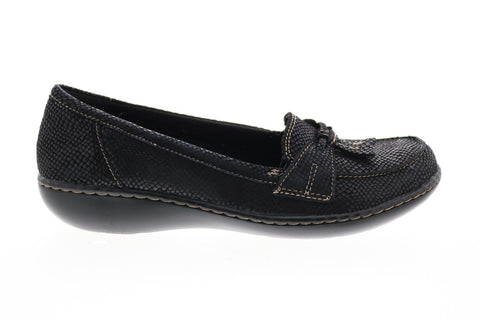 Clarks Ashland Bubble 26130403 Womens Black Wide Loafer Flats Shoes