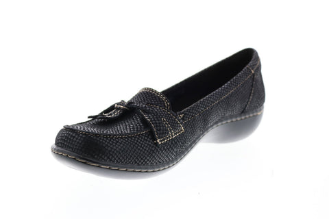 Clarks Ashland Bubble 26130403 Womens Black Wide Loafer Flats Shoes