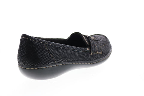 Clarks Ashland Bubble 26130403 Womens Black Wide Loafer Flats Shoes