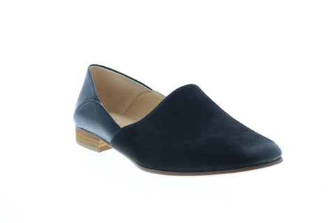 Clarks Pure Tone 26132485 Womens Black Wide Nubuck Loafer Flats Shoes