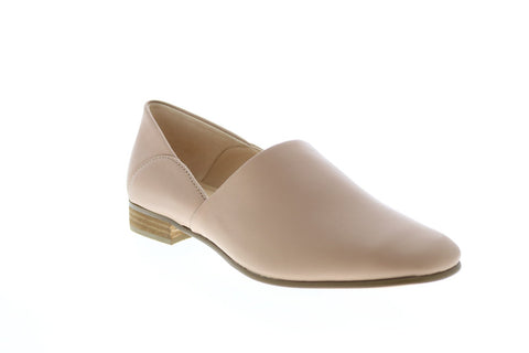 Clarks Pure Tone 26132486 Womens Beige Wide Leather Slip On Loafer Flats Shoes