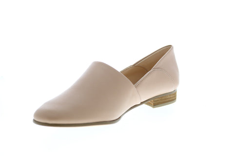 Clarks Pure Tone 26132486 Womens Beige Wide Leather Slip On Loafer Flats Shoes