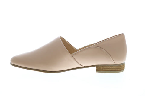 Clarks Pure Tone 26132486 Womens Beige Wide Leather Slip On Loafer Flats Shoes