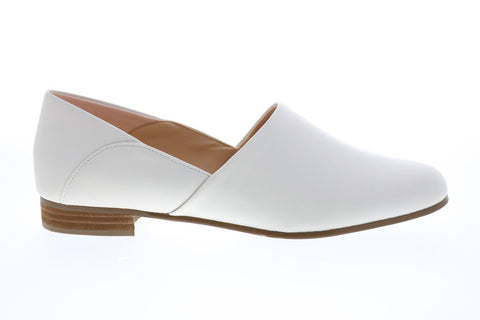 Clarks Pure Tone 26132487 Womens White Leather Loafer Flats Shoes