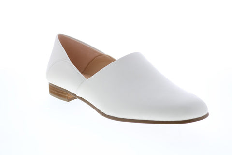 Clarks Pure Tone 26132487 Womens White Leather Loafer Flats Shoes
