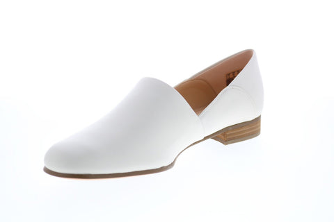 Clarks Pure Tone 26132487 Womens White Leather Loafer Flats Shoes