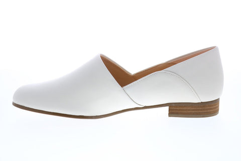 Clarks Pure Tone 26132487 Womens White Leather Loafer Flats Shoes