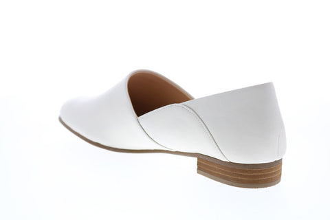 Clarks Pure Tone 26132487 Womens White Leather Loafer Flats Shoes
