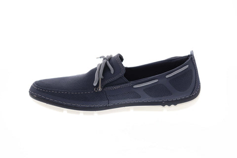 Clarks Step Maro Wave 26132594 Mens Blue Canvas Deck Lace Up Boat Shoes Loafers