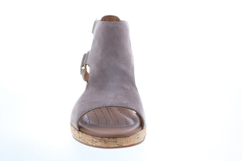Clarks Un Plaza Strap 26133264 Womens Gray Wide Nubuck Wedges Heels Shoes