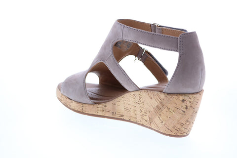 Clarks Un Plaza Strap 26133264 Womens Gray Wide Nubuck Wedges Heels Shoes
