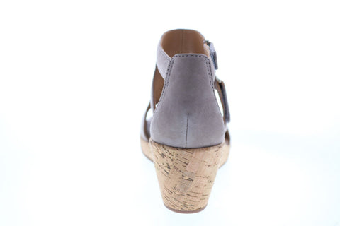 Clarks Un Plaza Strap 26133264 Womens Gray Wide Nubuck Wedges Heels Shoes