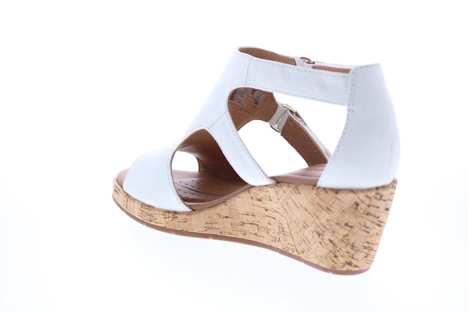 Clarks Un Plaza Strap Womens White Wide Leather Wedges Heels - Shoes