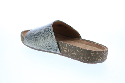 Clarks Rosilla Hollis 26133555 Womens Gray Leather Slides Sandals Shoes