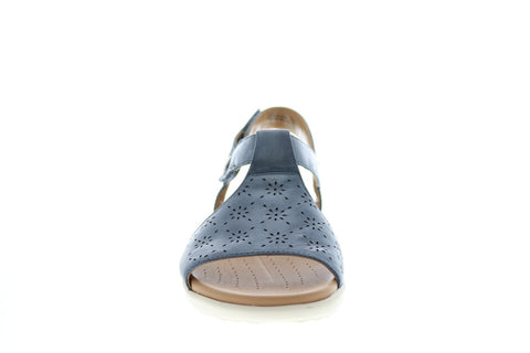 Clarks Un Reisel Mae 26133563 Womens Blue Wide Leather Slingback Sandals Shoes