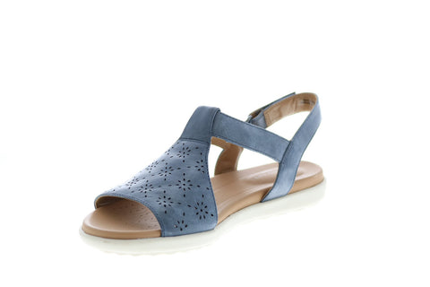 Clarks Un Reisel Mae 26133563 Womens Blue Wide Leather Slingback Sandals Shoes