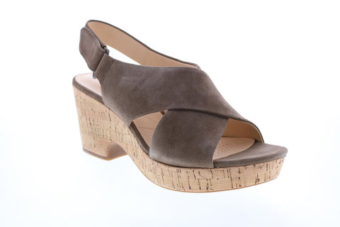 Clarks Maritsa Lara 26133817 Womens Brown Suede Strap Wedges Heels Shoes