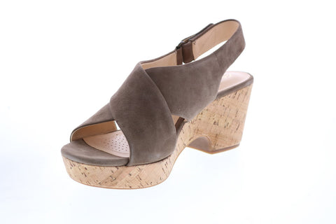 Clarks Maritsa Lara 26133817 Womens Brown Suede Strap Wedges Heels Shoes